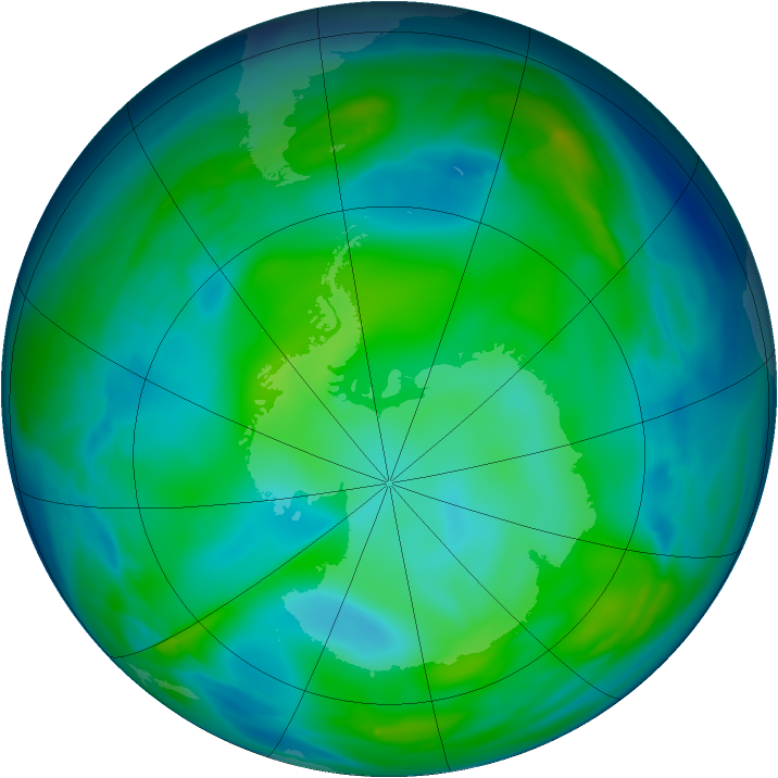 Antarctic ozone map for 18 June 2006